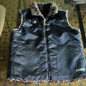 Guess Black Faux Fur Lined Vest
